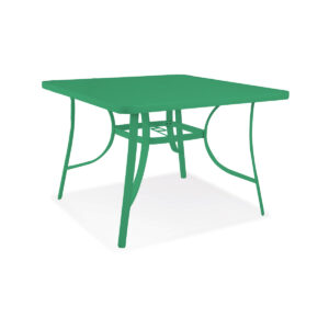 Mesa Porto Rico Quadrada, com estrutura em alumínio com tampo ripado, cor verde